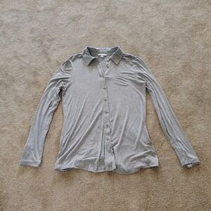 Cabi Soft Gray Button Down Women Medium Viscose Blend Stretch Casual Lightweight